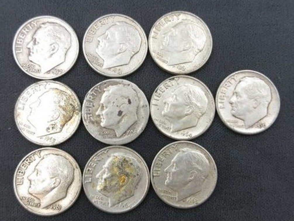 (10) Silver Roosevelt dimes
