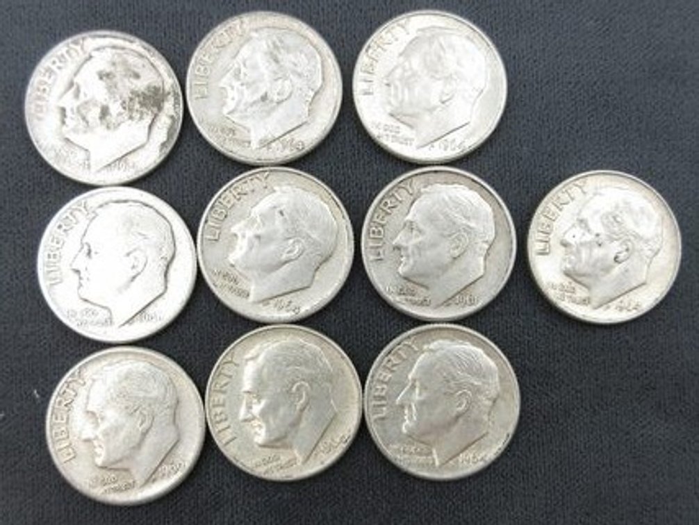 (10) Silver Roosevelt dimes