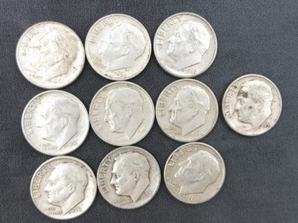 (10) Silver Roosevelt dimes
