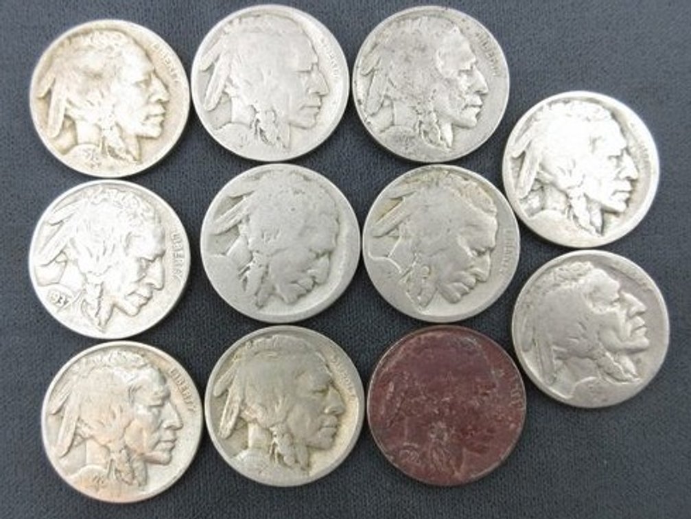 (11) Indian Head Buffalo nickels