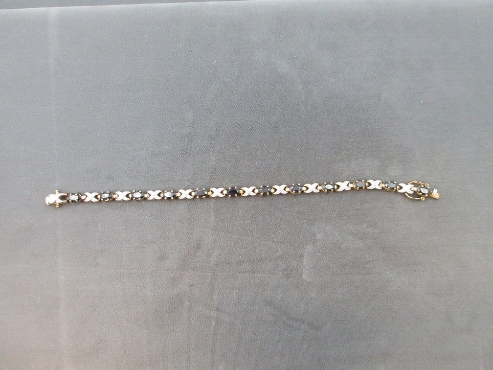 Ross Simons sterling silver with gold was blue sapphire tennis bracelet