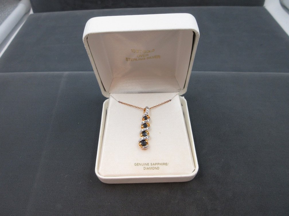 Ross Simons 18K over sterling and sapphire pendant