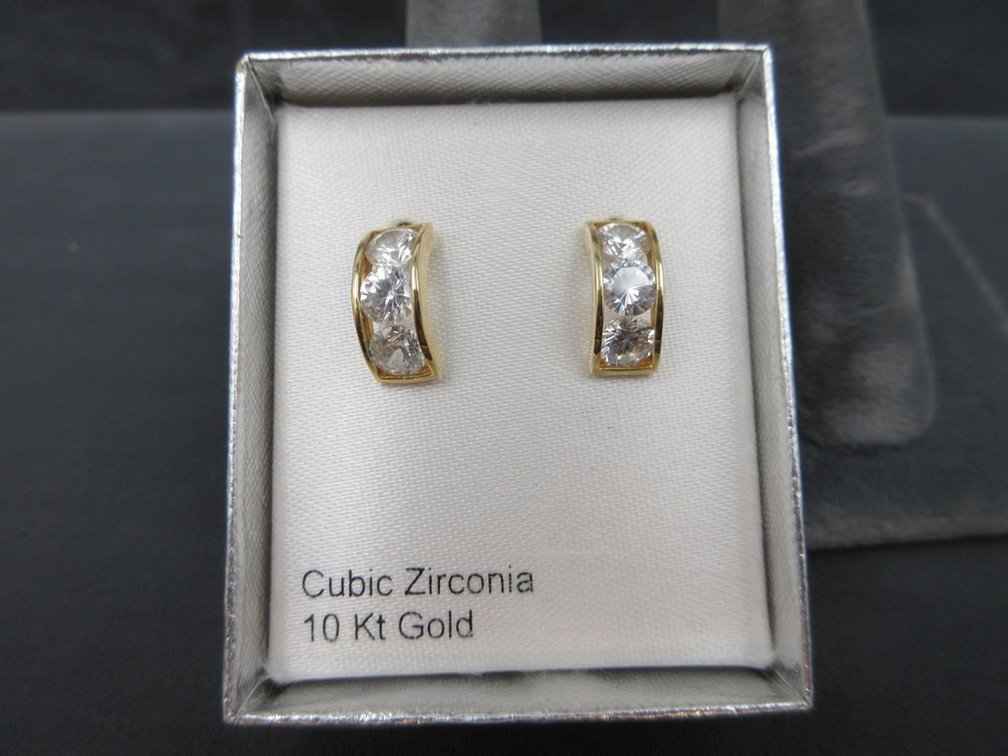 10K Gold CZ huggie earrings