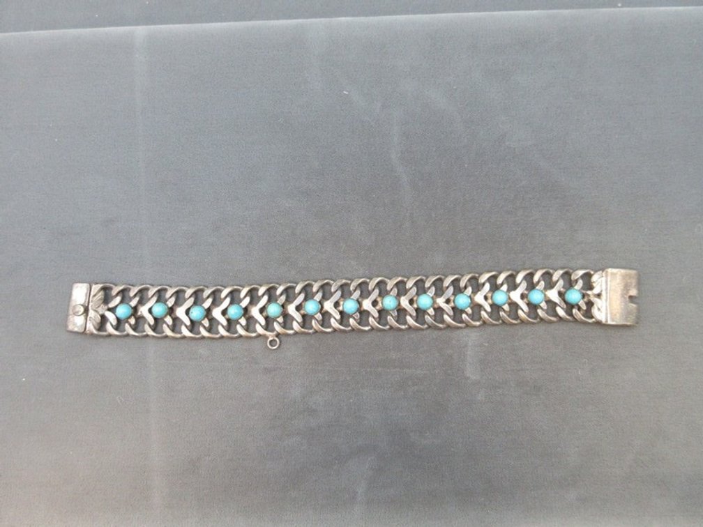 Old Mexico sterling bracelet with turquoise stones