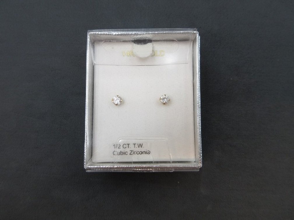 14K gold and diamond stud earrings