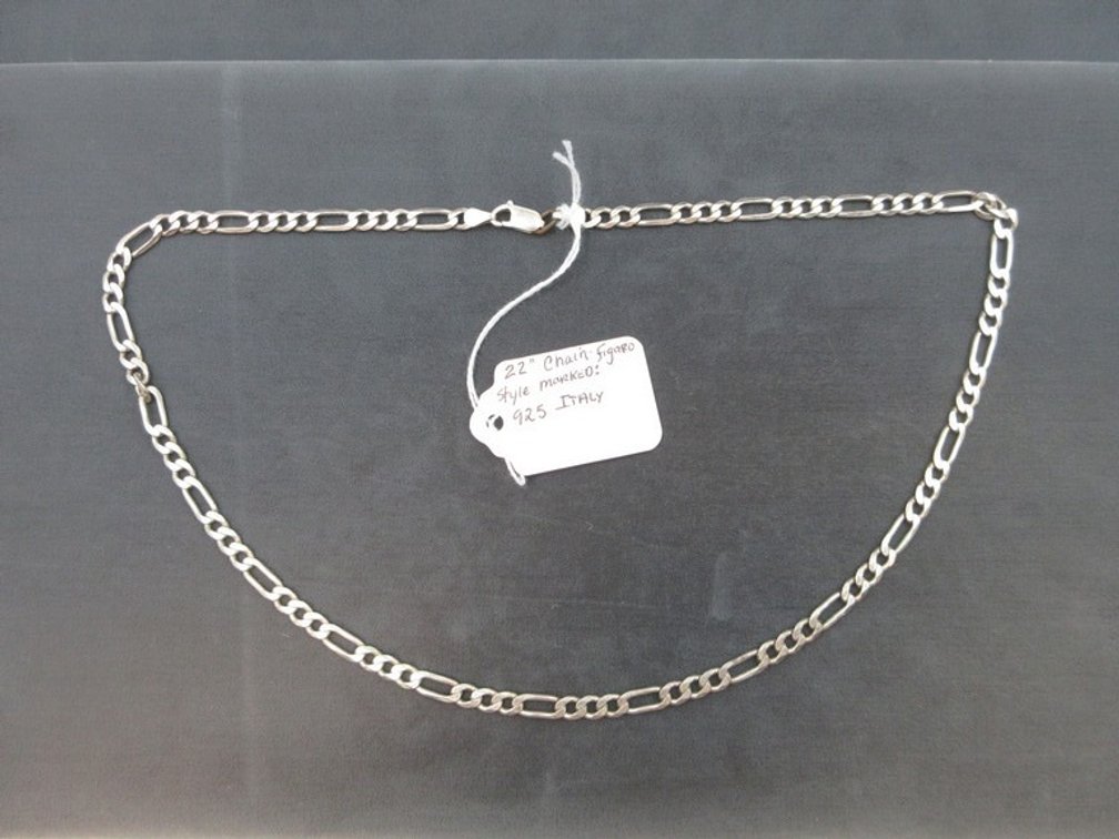 .925 Italy sterling figaro chain