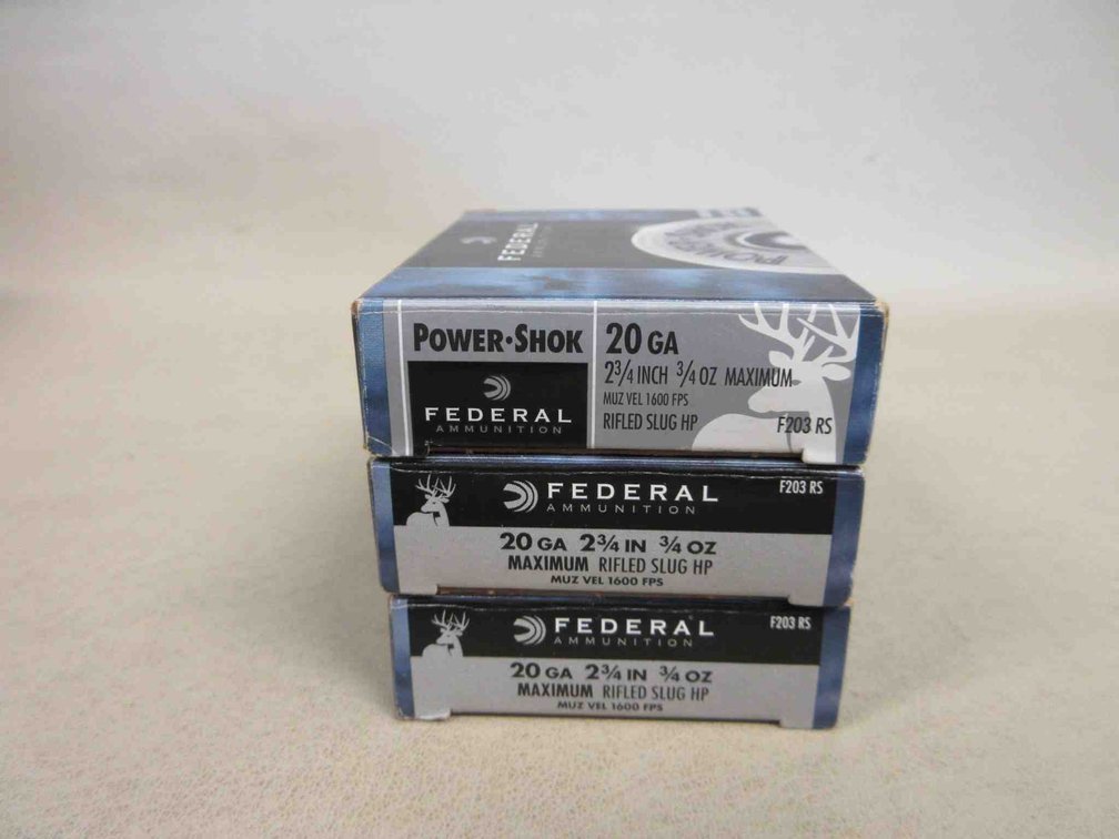(15) Rounds of Federal 20-gauge rifled slugs