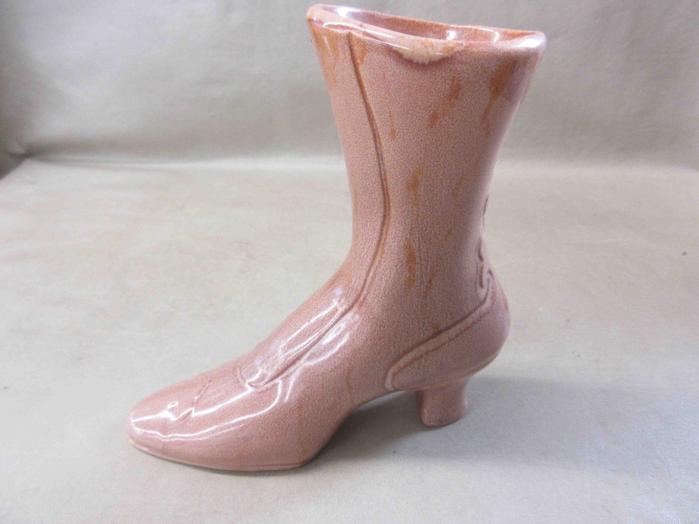 Red Wing Pottery brown Victorian Boot vase