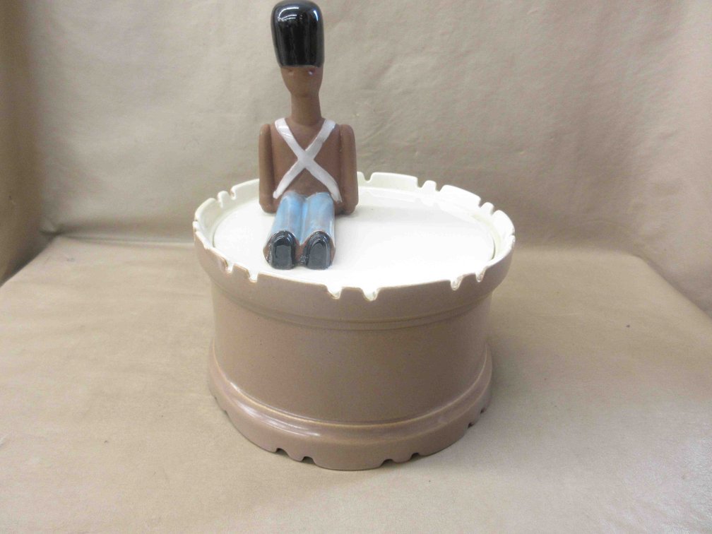 Unmarked Red Wing Pottery Drummer and Drum cookie jar