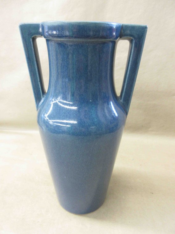 Red Wing Stoneware #155 double-handle blue vase