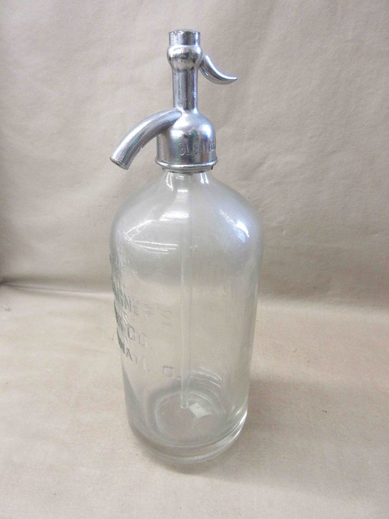 "The W.T. Wagner's Sons Co. Cincinnati, O." embossed glass seltzer bottle