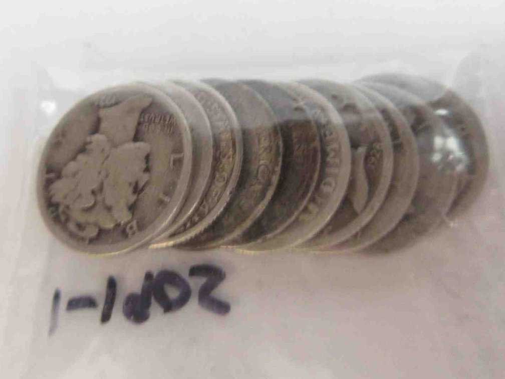 (10) Silver Mercury & Barber dimes