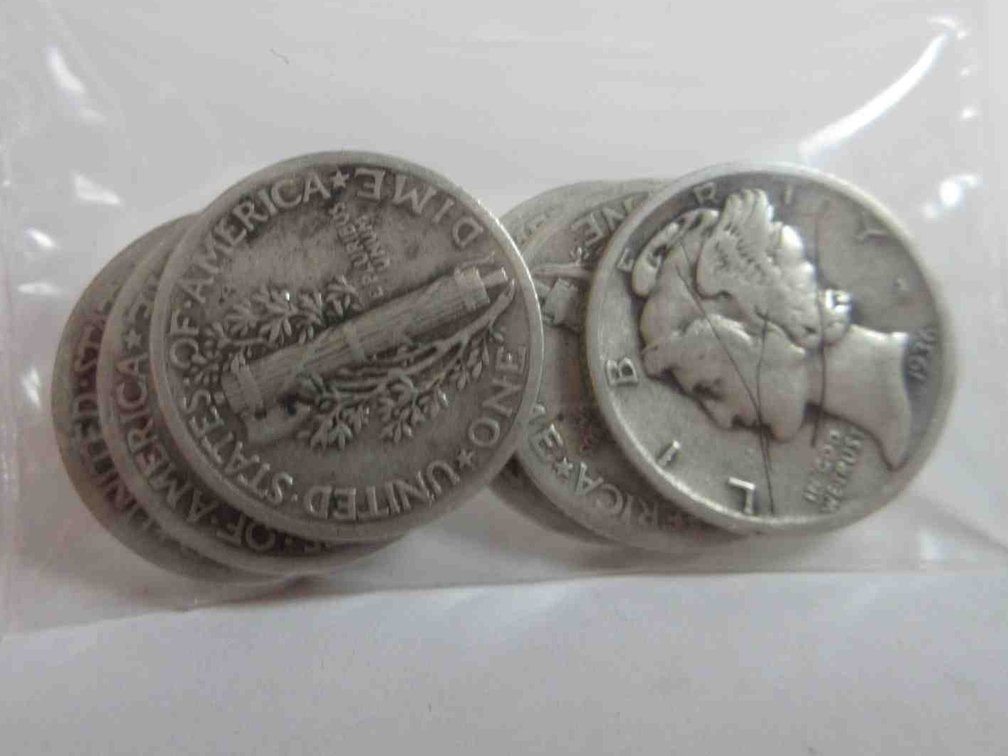 (7) Mercury silver dimes
