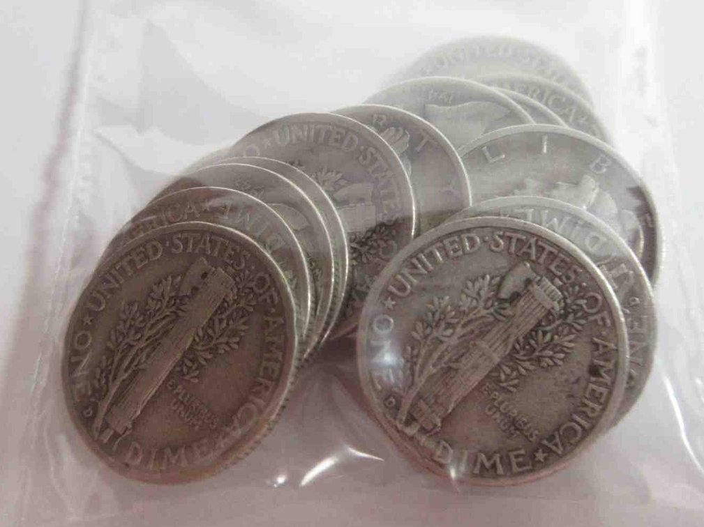 (14) Mercury silver dimes