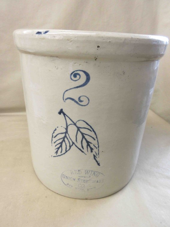 Red Wing Union Stoneware 2-gallon Birch Leaf ski oval crock