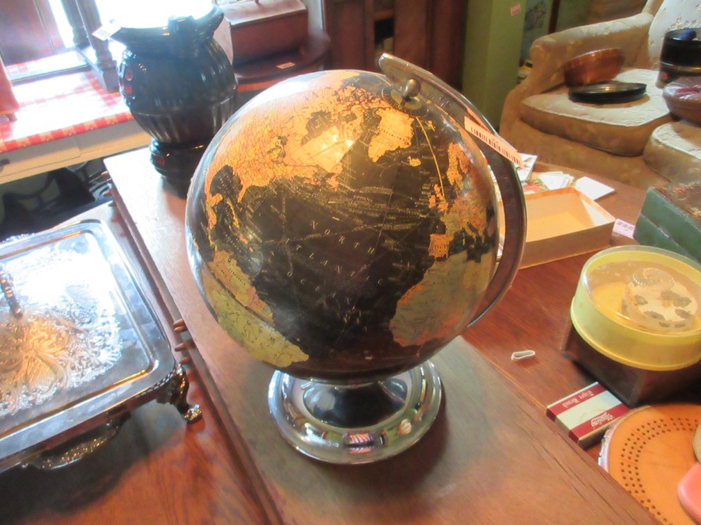 Vintage Werner Costello Co. terrestrial globe on stand