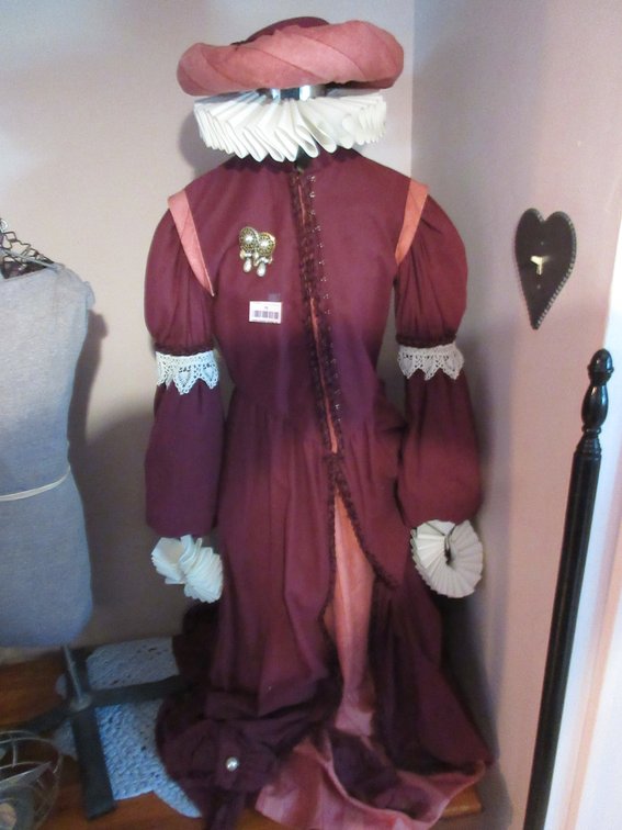 Medieval costume on adjustible dress form