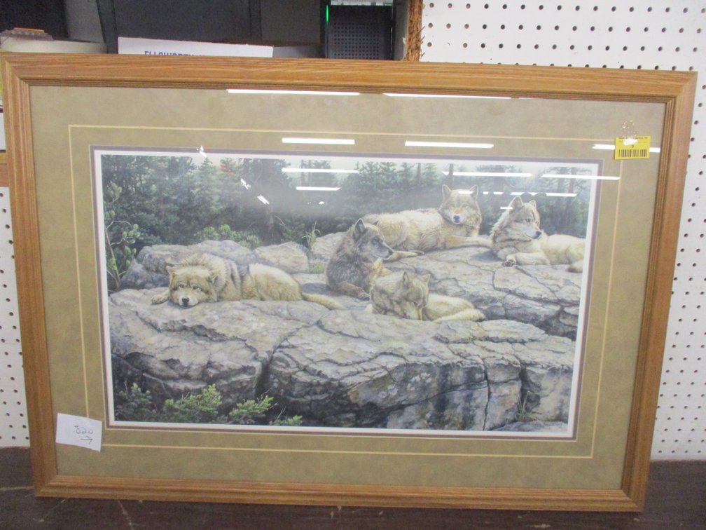 Lindsey Foggelo 1999 framed Wolves at Rest print