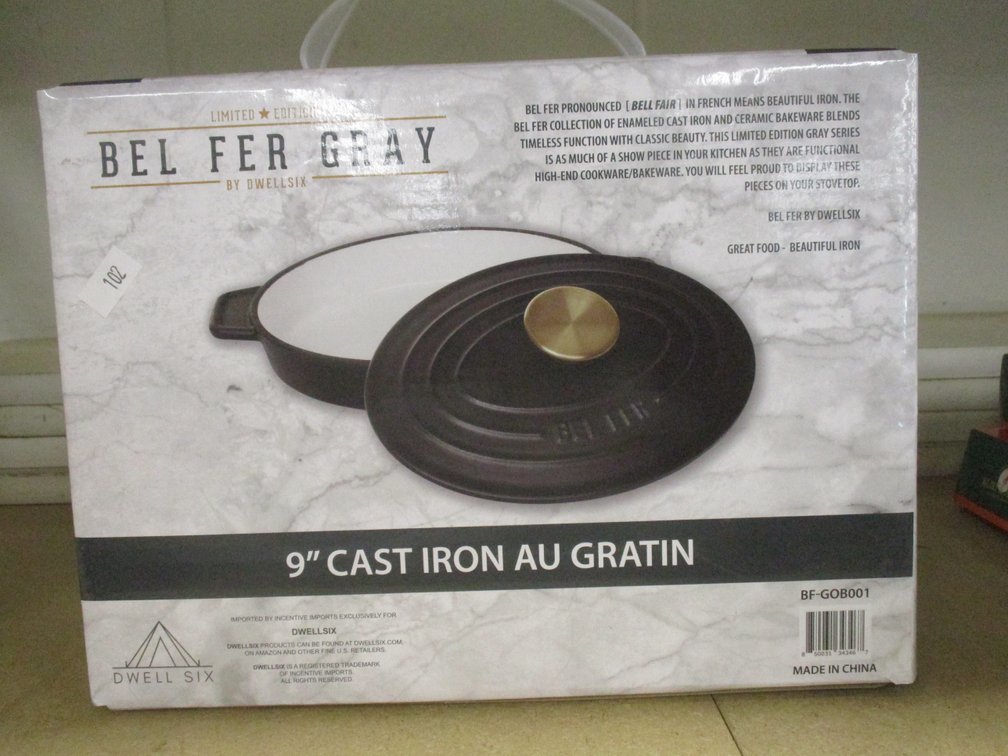 Dwell Six Bel Fer Gray 9" cast iron au gratin pan