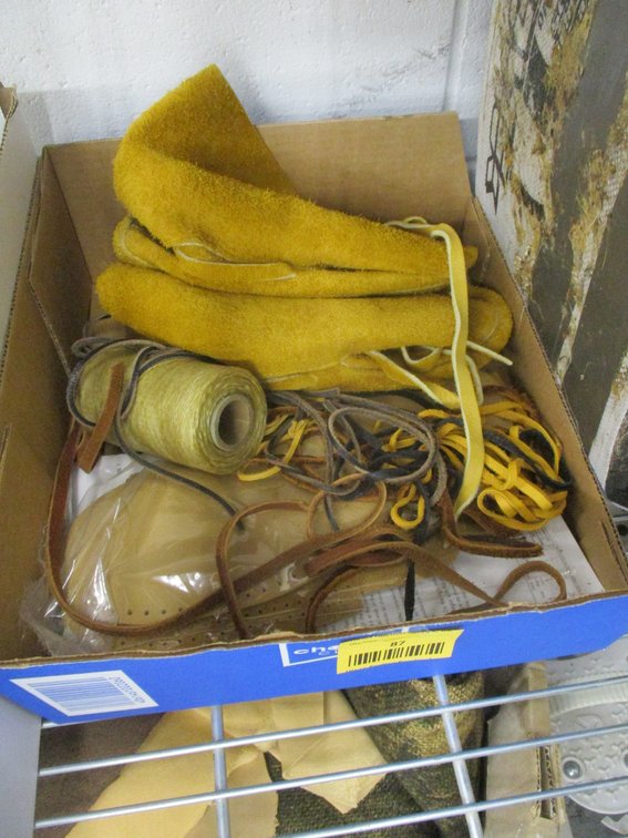 Box of leather items