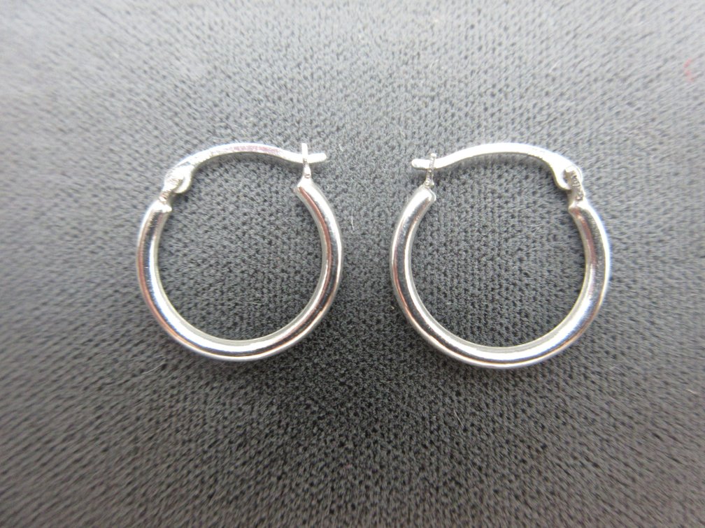 14k Solid white gold hoop earrings