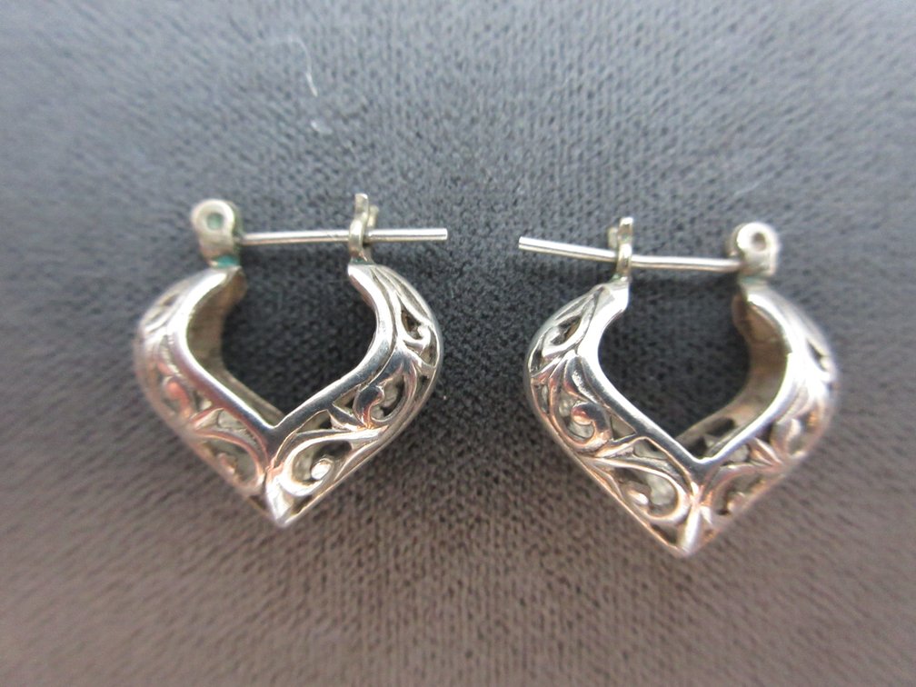 Sterling silver heart design post earrings
