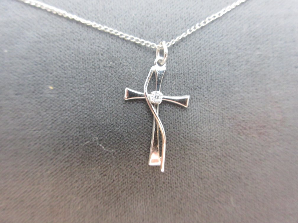 Sterling silver necklace with sterling silver cross pendant
