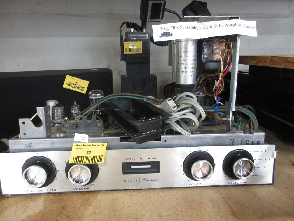 Sears Silver tone 1970's 6 tube amplifier chassis
