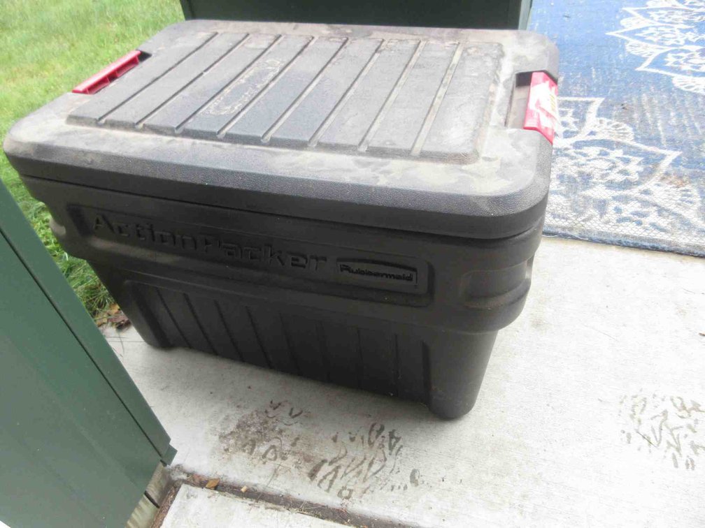 Plastic tote with contents