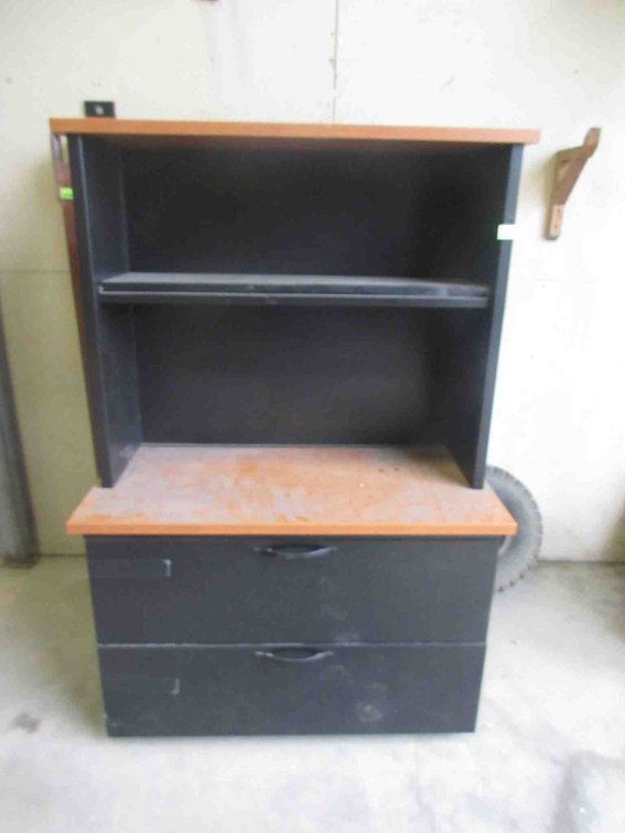 Metal and wood office cabinet