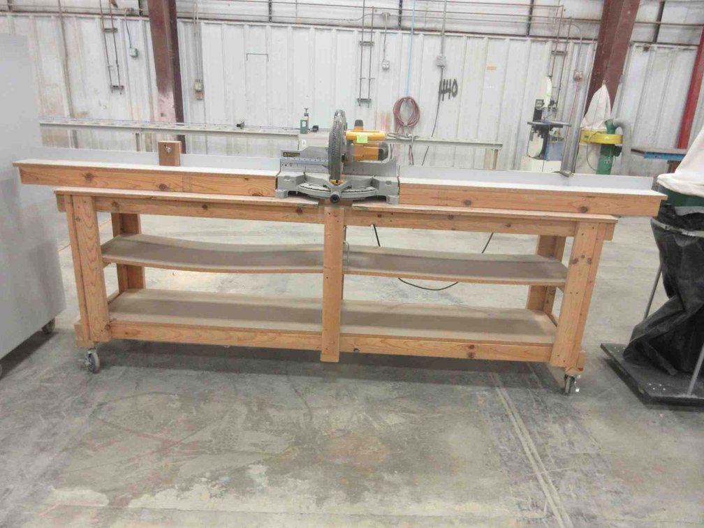 DeWalt 12" compound miter saw on rolling table