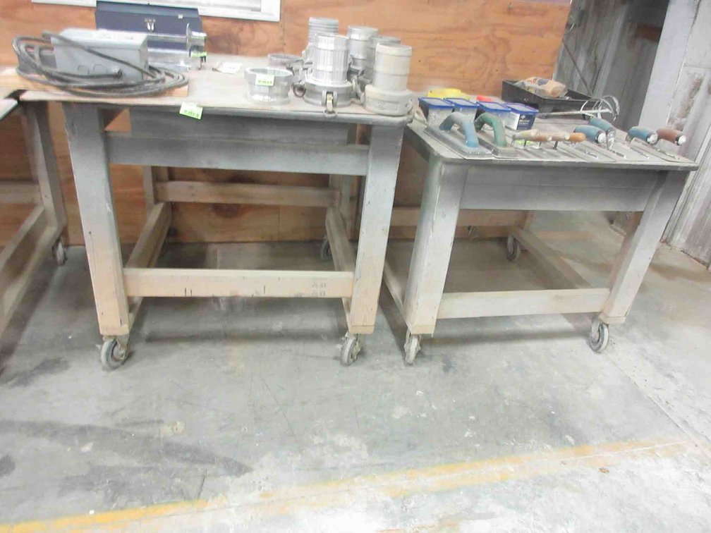 (2) 4-Wheel wood shop carts/tables