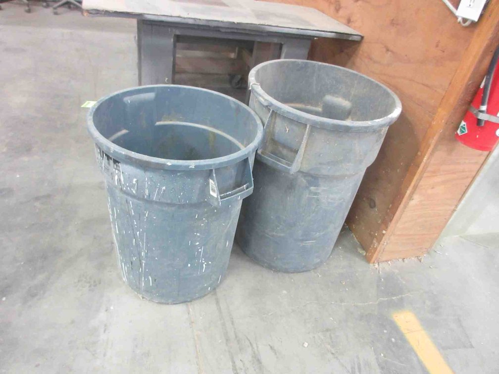 Group of garbage cans