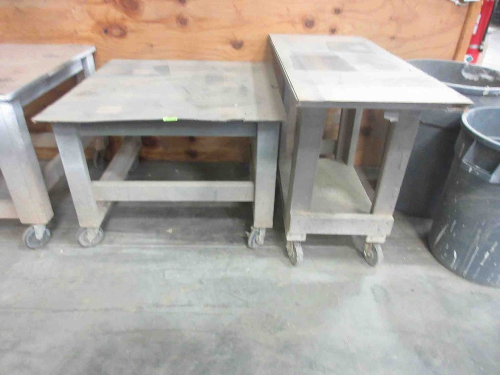 (2) 4-Wheel wood shop cart/tables