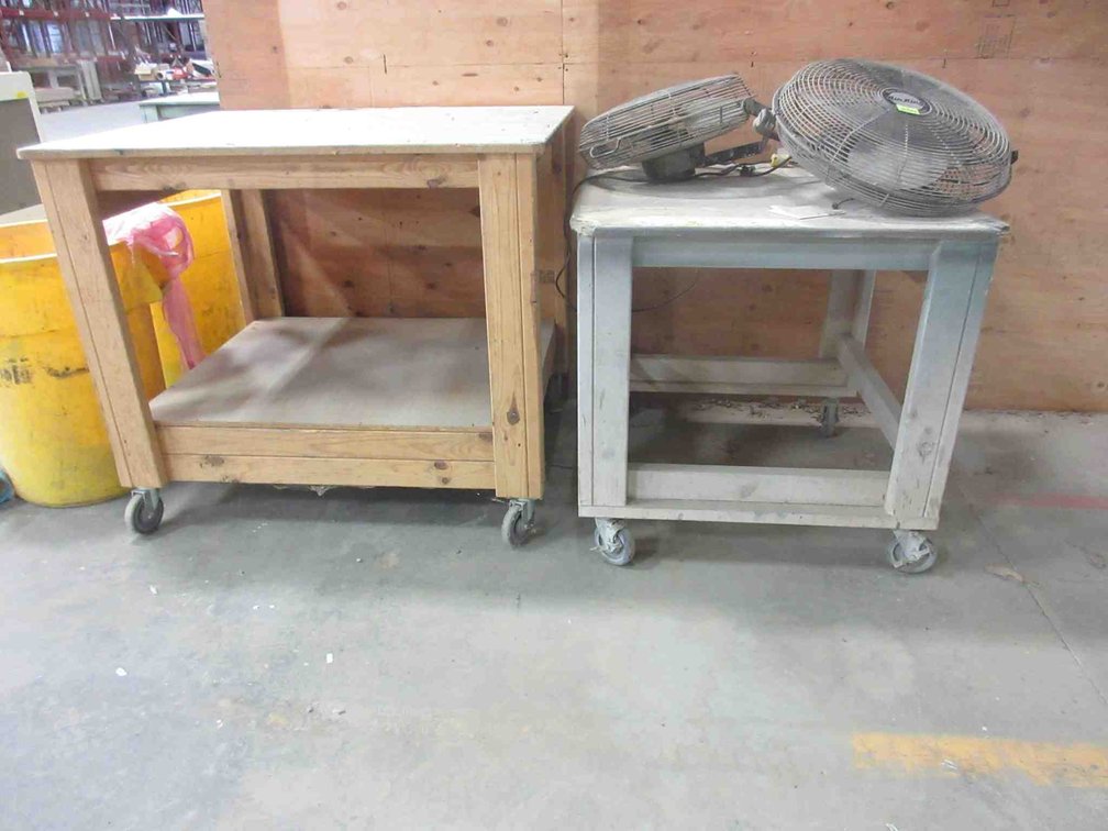 (2) 4-Wheel wood shop cart/tables