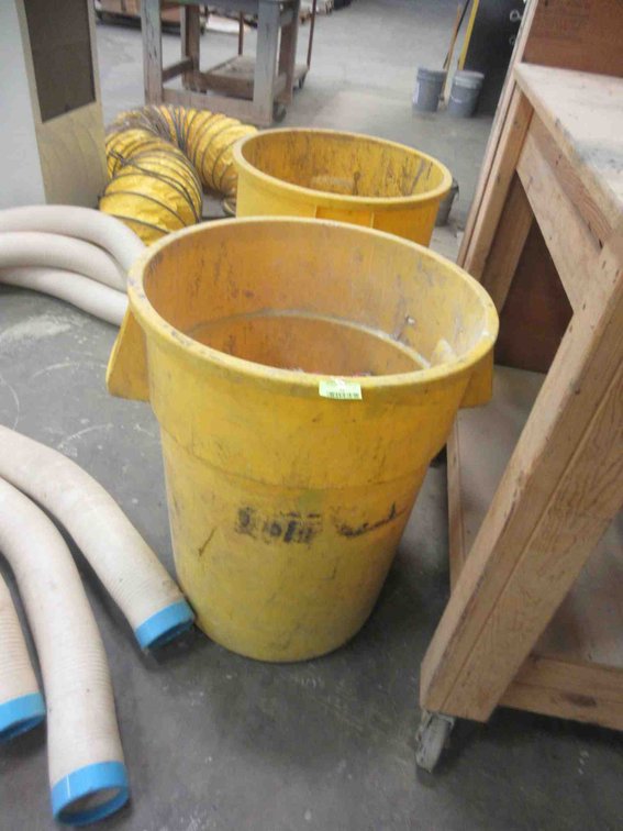 (2) Yellow garbage cans