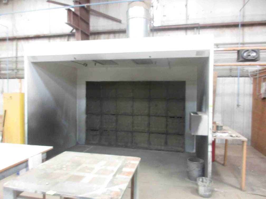 Commercial spray booth with vent and fire suppression system