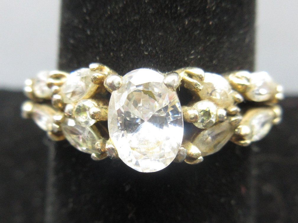 14k Gold plated white sapphire ring