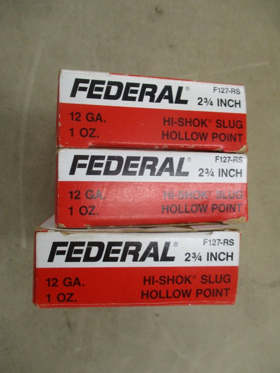 (3) Boxes Federal Hi-Shok slugs 12ga