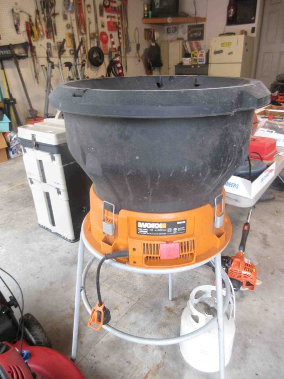 Worx electric leaf mulcher on stand