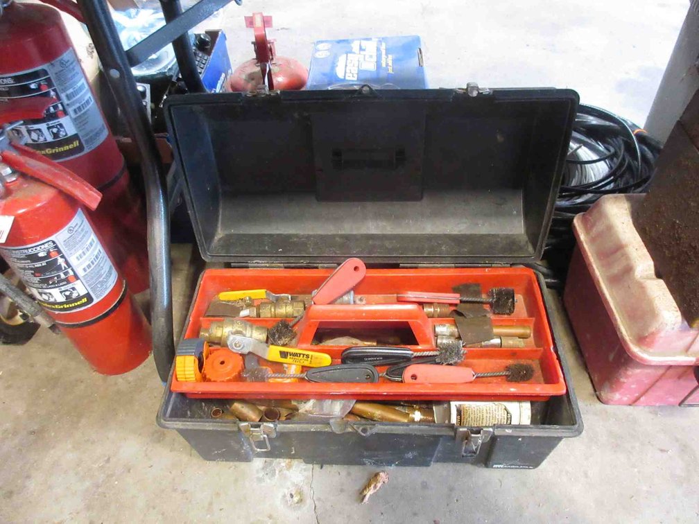 19" Plastic tool box with contents