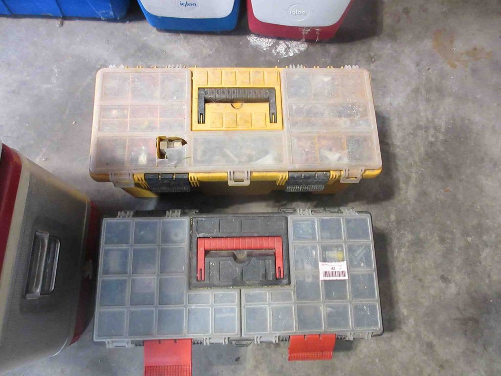 (2) Plastic tool boxes with hardware
