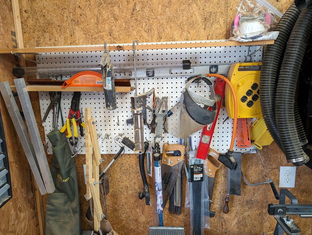Peg board with contents