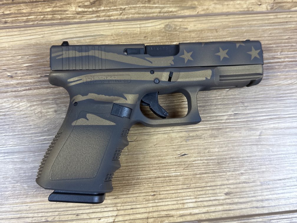 Glock 19 9mm custom bronze flag cerakote