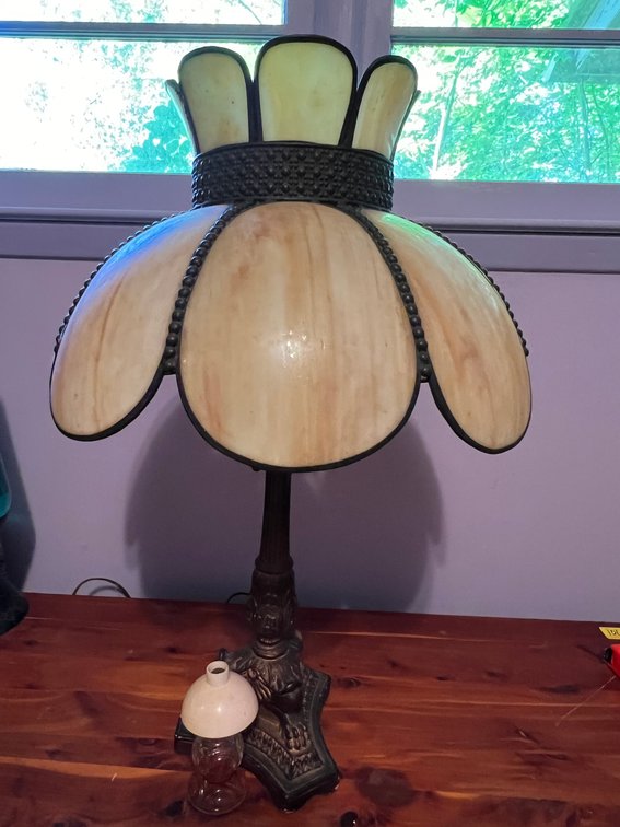 Vintage Curved Slag Glass Lamp 