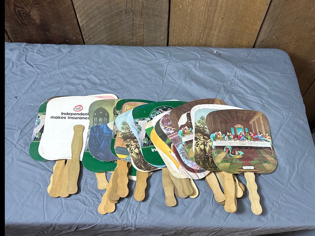 Box of hand fans 