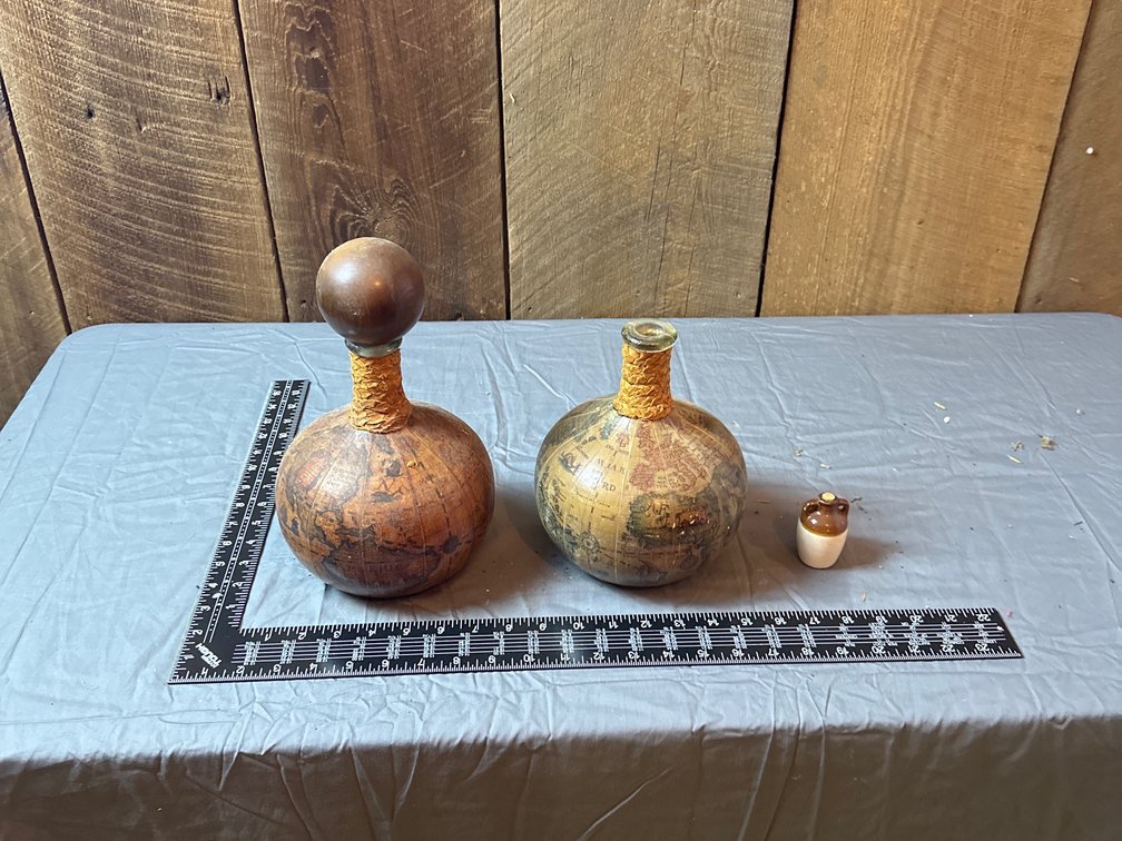 Leather Covered Decanter Bottles and small bottle