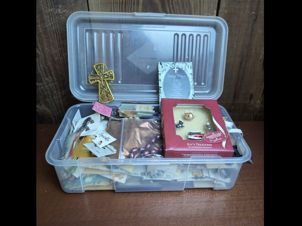 Container of vintage mystery jewelry 