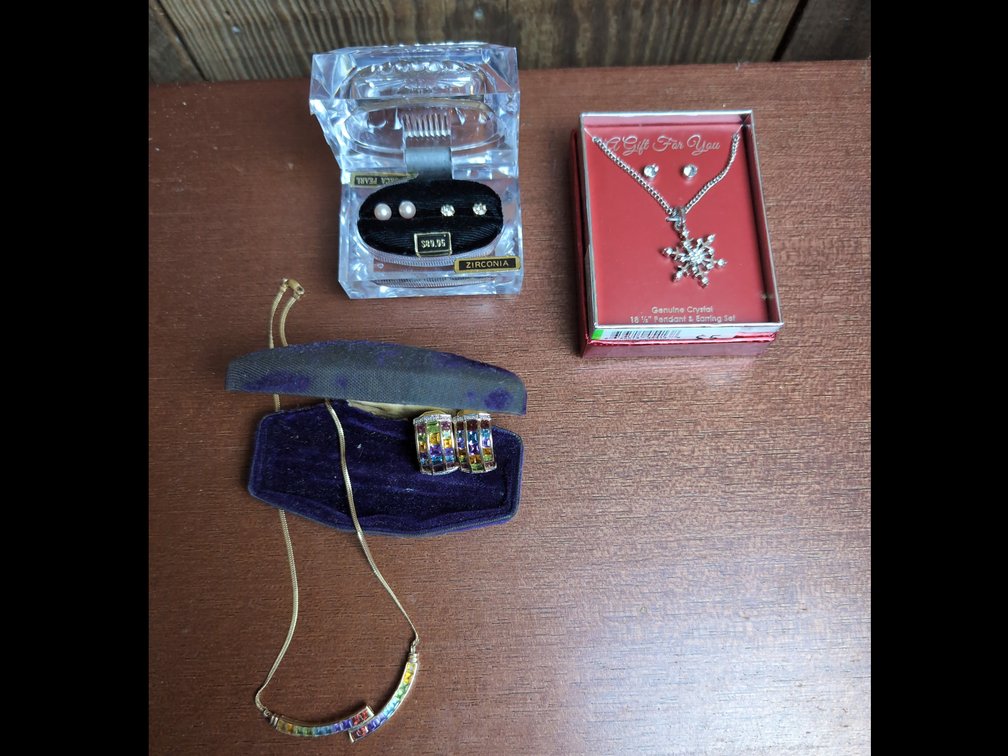 Zirconia earrings and other vintage necklaces and earrings 