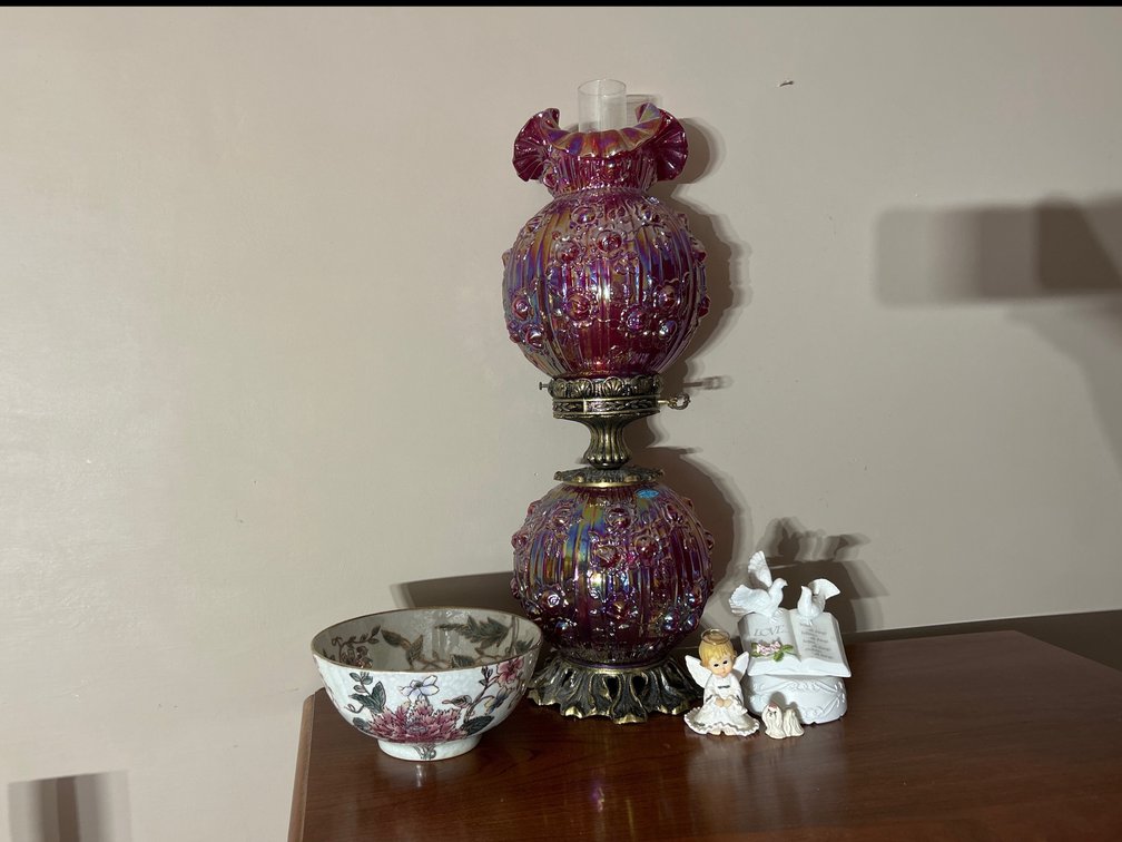 Fenton Ruby Red Lamp, Angel Figurine, Toyo Decorative Bowl